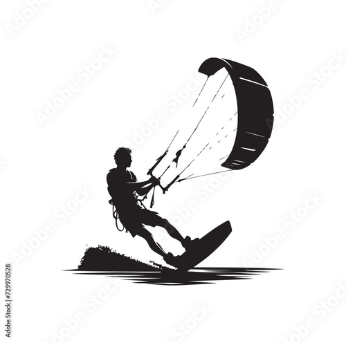 Vector kitesurfing vector illustration silhouette