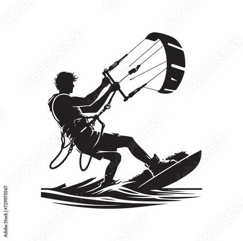 Vector kitesurfing vector illustration silhouette