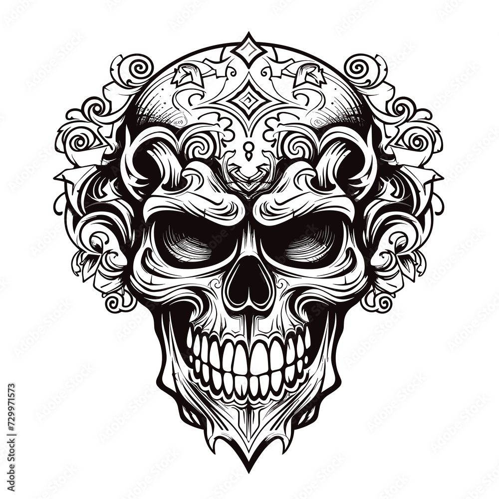 Skull in psychedelic vector pop art style. Skull in psychedelic vector pop art style.