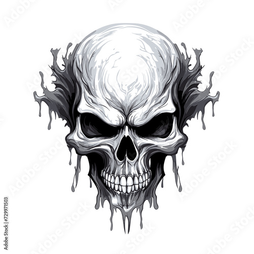 Skull in psychedelic vector pop art style.