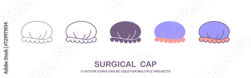 Disposable surgical cap linear icon. Protective wear for head. Doctor uniform. Sterile nurse suit. Thin line customizable illustration. Contour symbol. Vector isolated outline drawing. Editable stroke