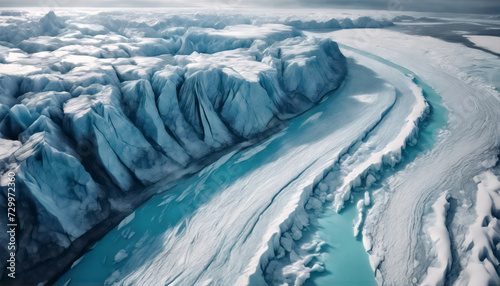 Sinfonia Glaciale- Incredibile Scatto Aereo dei Fiumi di Ghiaccio photo