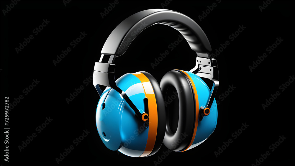hearing protection icon isolated on a black background. with black copy space hearing protection icon isolated on a black background. with black copy space