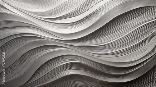 Minimalist white waves pattern. Elegant stucco wall decor metallic texture abstract background design. Modern sophisticated vintage. Baroque architectural backdrop textured wallpaper