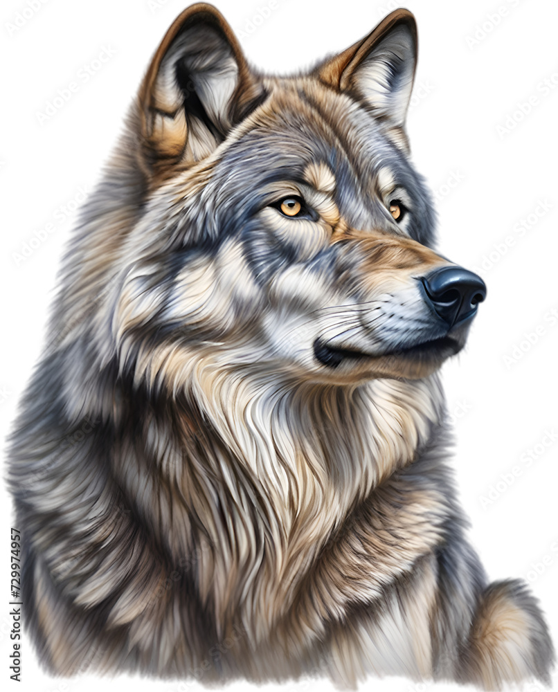 Obraz premium Gray Wolf, colored-pencil sketch of Gray Wolf.