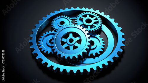 Fotografie, Obraz industrial gears icon clipart isolated on a black background