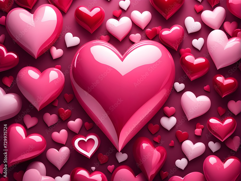 Pink heart postcard , red hearts with Valentine's Day concept. Pink heart postcard , red hearts with Valentine's Day concept.