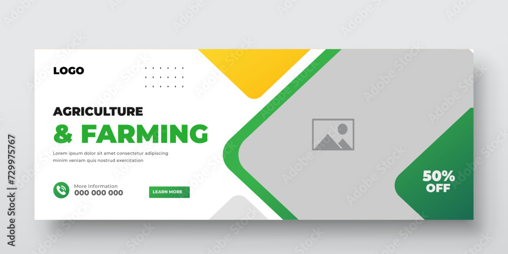 Agriculture farming service cover and  social media post lawn gardening colorful bundle template 