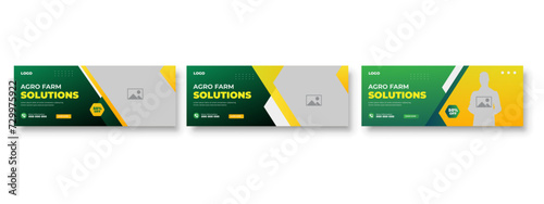 Agriculture farming service cover and  social media post lawn gardening colorful bundle template 