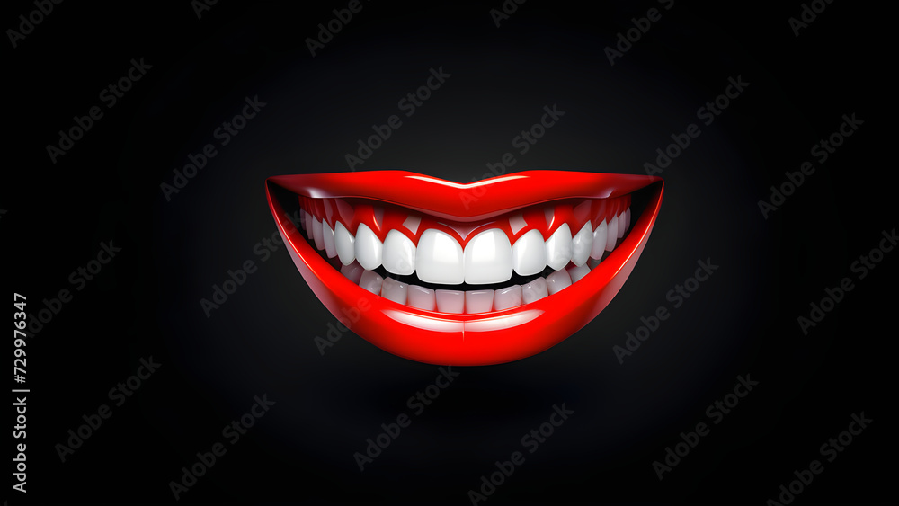 Naklejka premium dentures clipart isolated on a black background. with black copy space. tooth with a smile