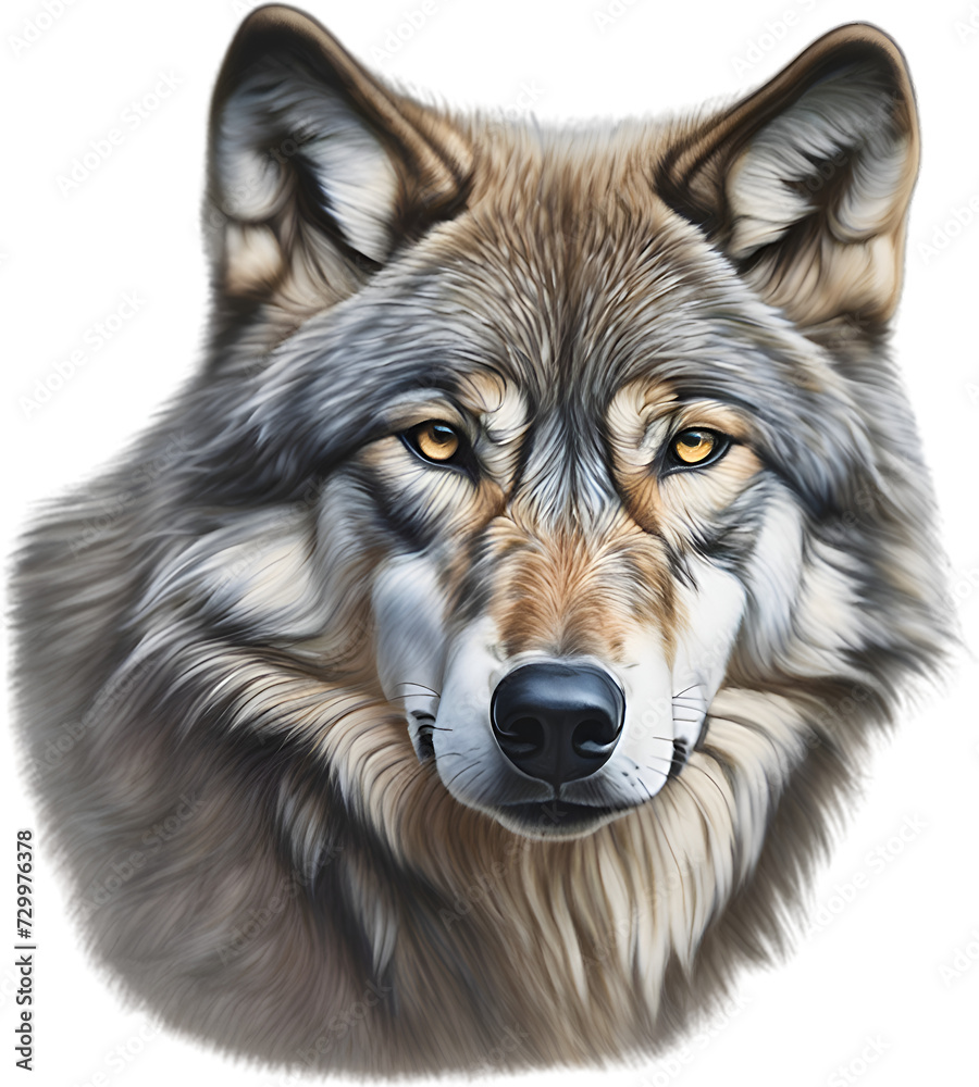 Gray Wolf, colored-pencil sketch of Gray Wolf. Gray Wolf, colored-pencil sketch of Gray Wolf.