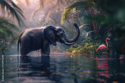 Elephant vs flamingo, Generative AI