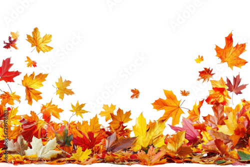 Colorful Autumn Foliage in a Forest Isolated on Transparent Background