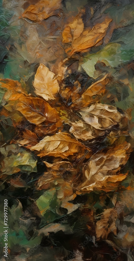 abstract leaves painting style for decoration and wall art
