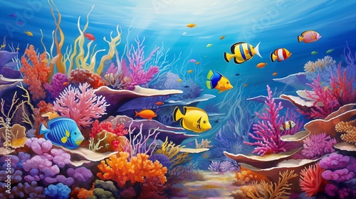 Underwater View of Coral Reef Symphony of Color and Movement © Abdul
