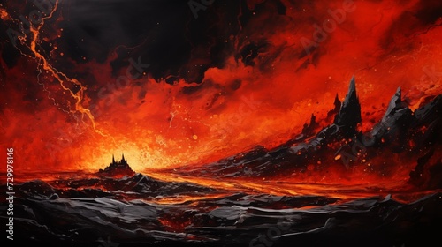 Volcanic Eruption Spewing Molten Lava into the Night Sky © Abdul