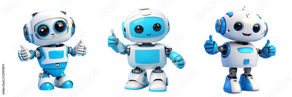 Robots thumbsup isolated in transparent background. cartoon vector illustration.
Robots thumbsup isolated in transparent background. cartoon vector illustration.