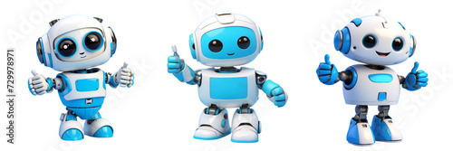 Robots thumbsup isolated in transparent background. cartoon vector illustration. 