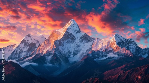 Alpine mountains sunrise, background image, generative AI © Hifzhan Graphics