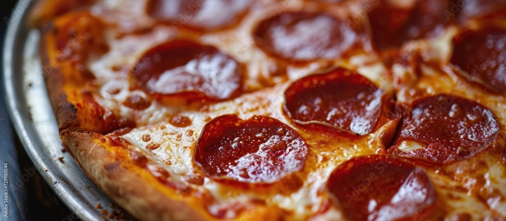 Close-up of pepperoni pizza Close-up of pepperoni pizza