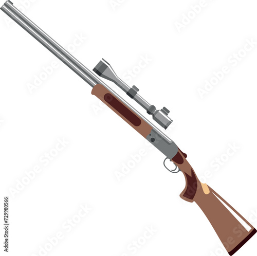 Hunting Rifle with Optical Sight Isolated Icon in Flat Style. Vector Illustration.
