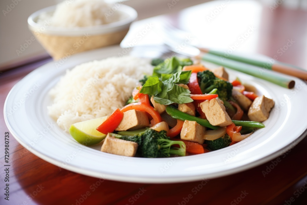 stirfry with tofu and mixed vegetables