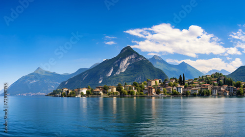 Panorama of the city Bellano lake Lecco