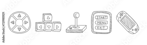 Computer Game Playing Doodle Object and Element Vector Set