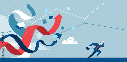 Business Opportunities, Growing  Arrows, Graph Lines, Business Growth, Running Businessman