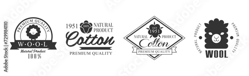 Cotton and Wool Black Label and Emblem Vector Set photo