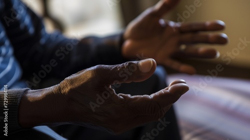 AI generated illustration of a close up shot of hands gesturing in conversation