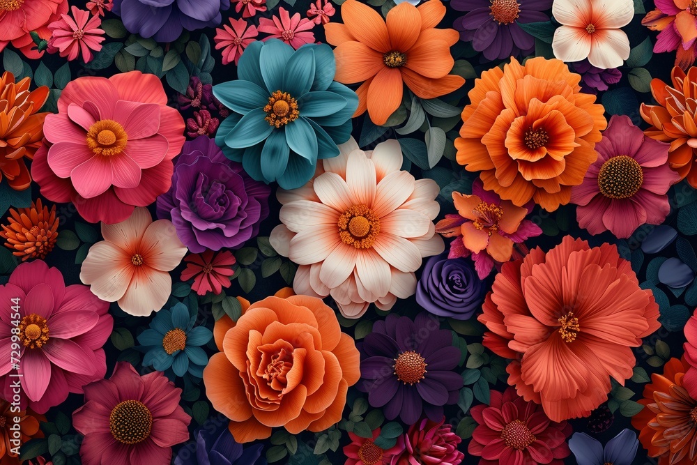 Maxi Blooms Elegance: A Vivid and Detailed Botanical Afloat Pattern in Realistic Floral Splendor background wallpaper texture Maxi Blooms Elegance: A Vivid and Detailed Botanical Afloat Pattern in Realistic Floral Splendor background wallpaper texture