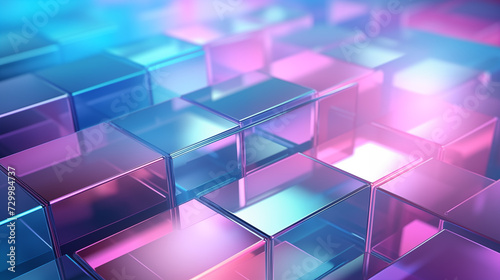 Lustrous pink blue glass cubes pattern. Futuristic high-tech metallic texture abstract background design for tech companies. Geometrical tech backdrop textured wallpaper patterned