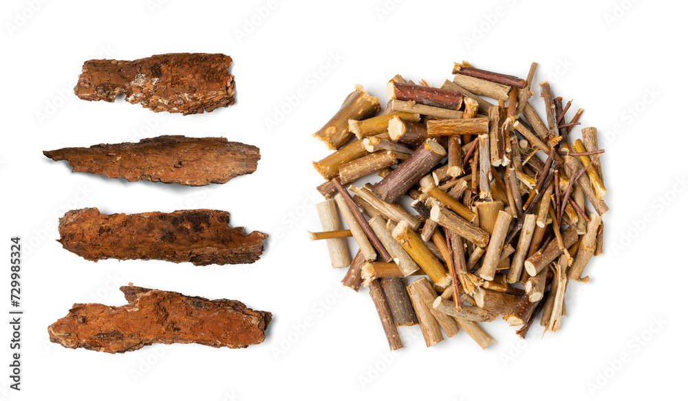Tree Bark or Garden Mulch Isolated on White Background Tree Bark or Garden Mulch Isolated on White Background