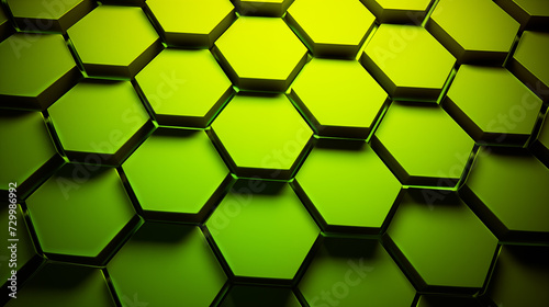 Fluorescent green hexagonal metal pattern. Cyberpunk themed metallic texture abstract background innovative design for tech companies. Scifi techno backdrop textured wallpaper patterned