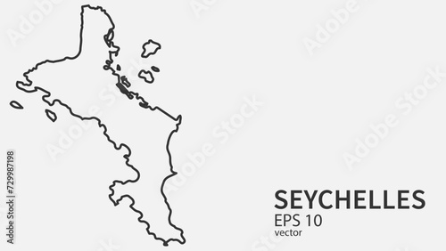 Vector line map of Seychelles. Vector design isolated on white background. 