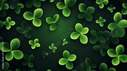 Green background with clover leaves. Neural network AI generated art