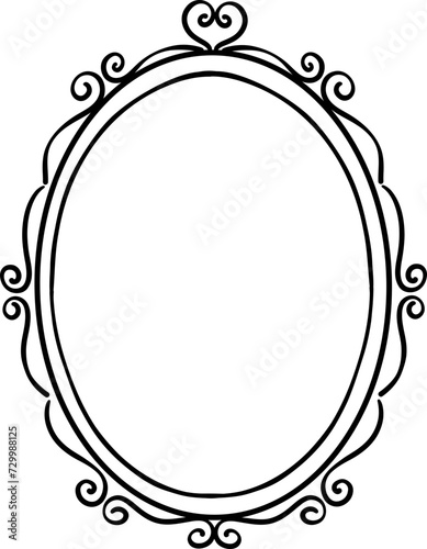 Coquette frame with bow outline doodle hand drawn