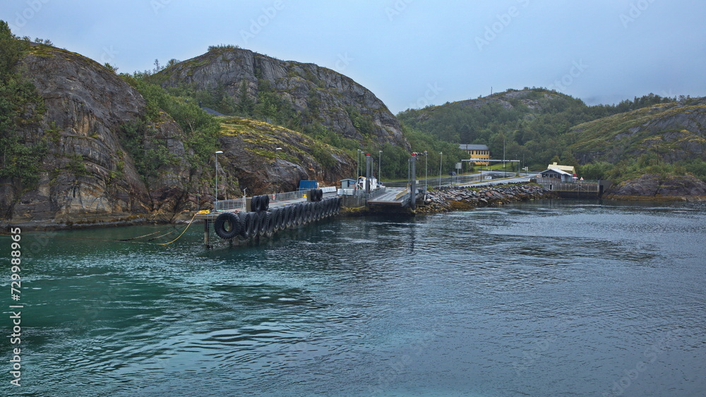 Ferry harbour in Jektvik in Norway, Europe
