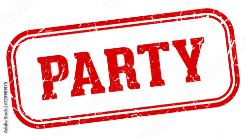 party stamp. party rectangular stamp on white background