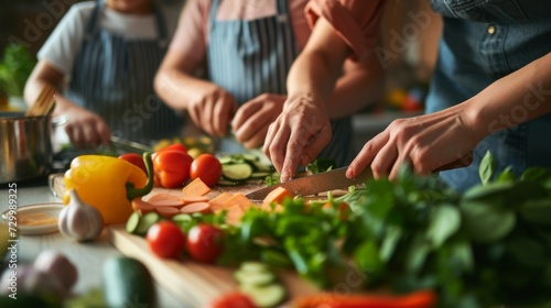 Cooking lesson with children in the family kitchen.