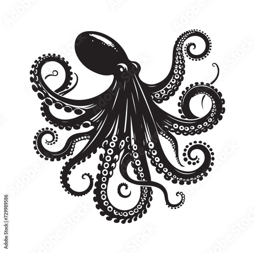 Octopus silhouette vector illustration