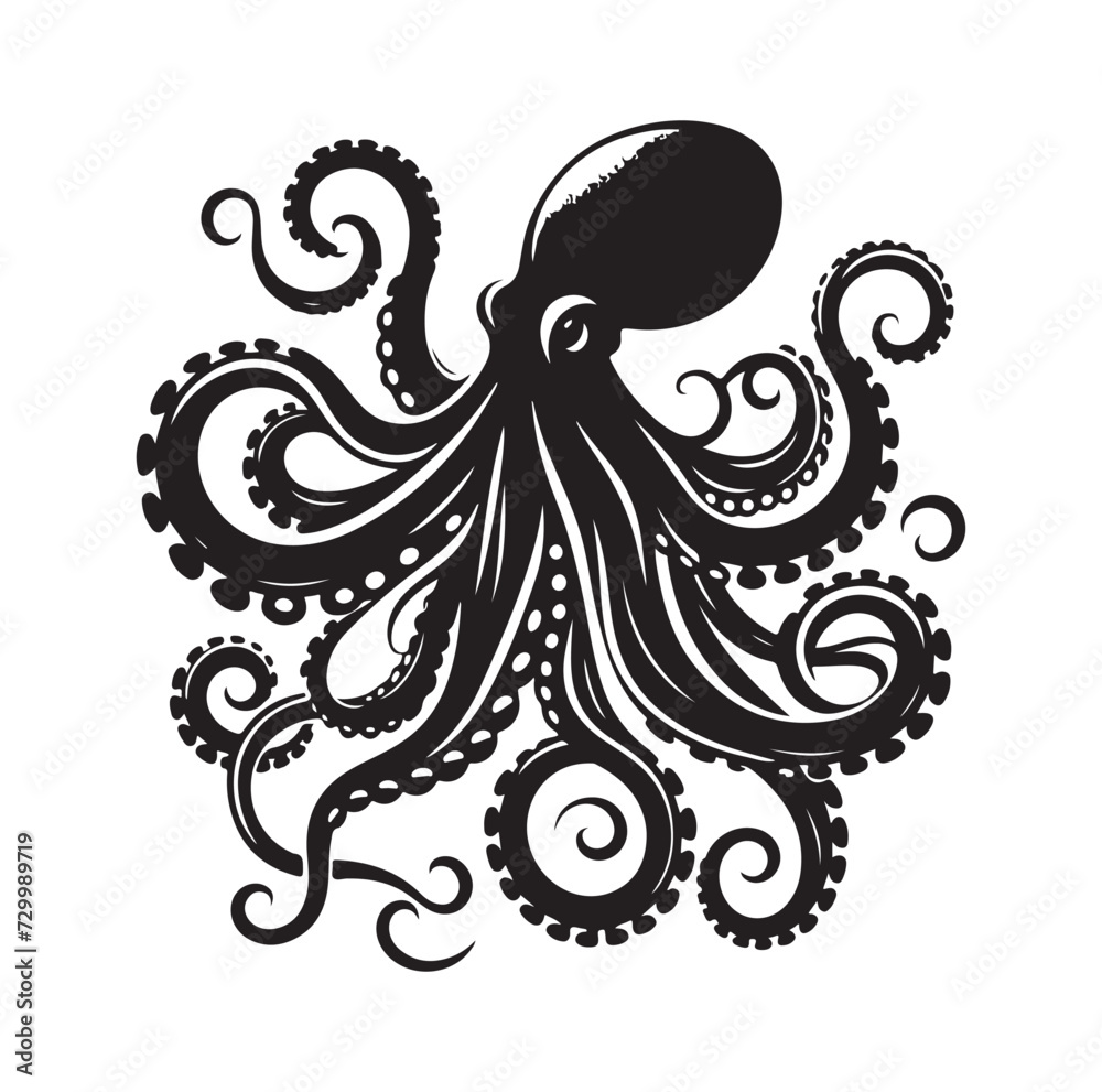 Octopus silhouette vector illustration Octopus silhouette vector illustration