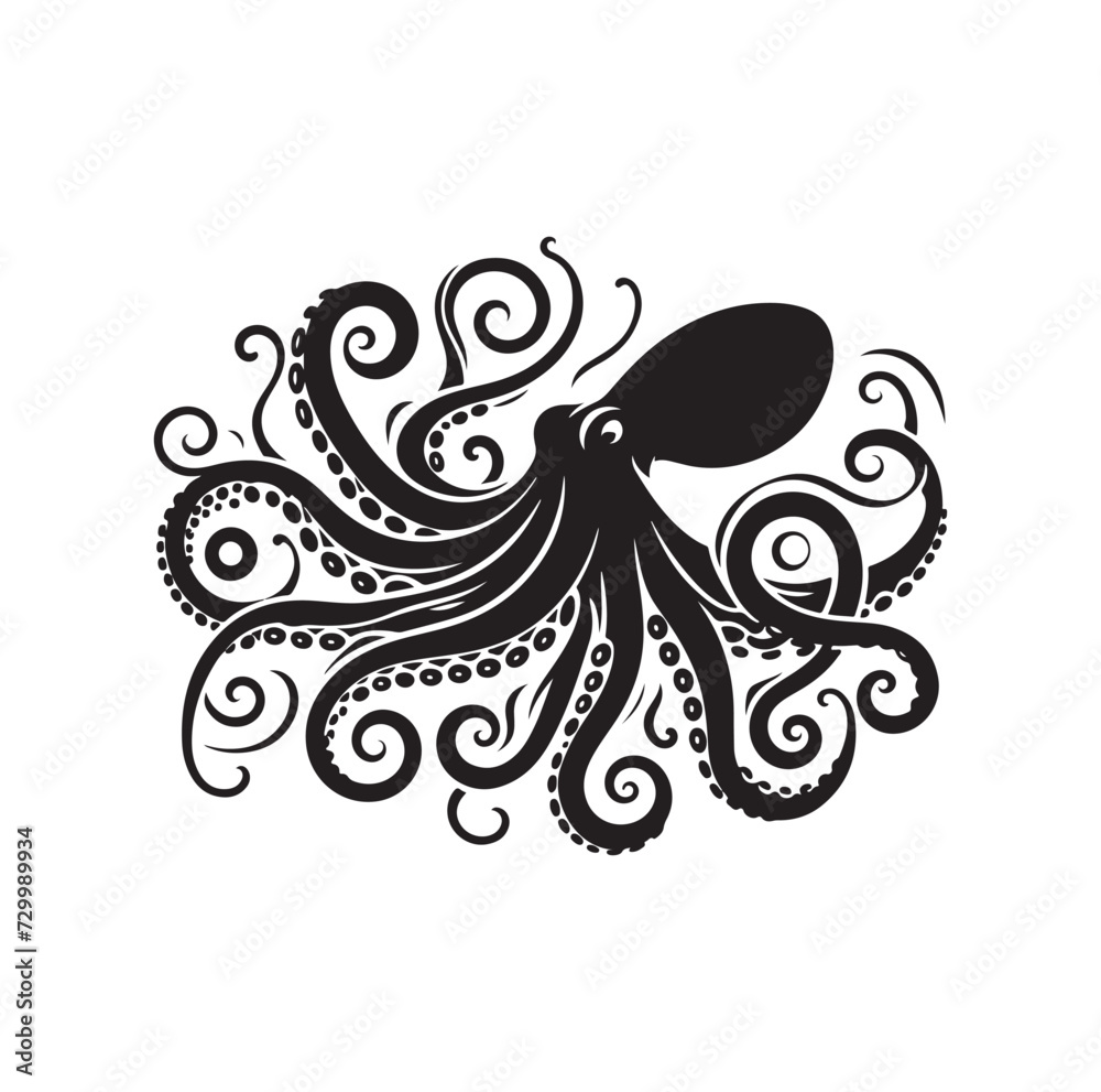 Octopus silhouette vector illustration Octopus silhouette vector illustration