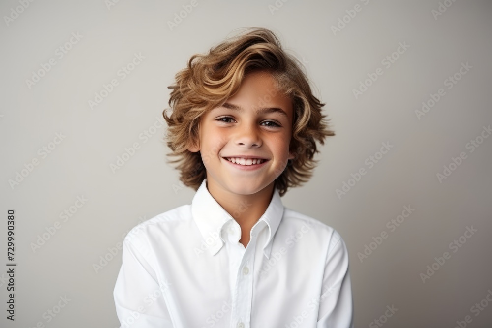 Portrait of a cute little boy with blond hair in a white shirt Portrait of a cute little boy with blond hair in a white shirt