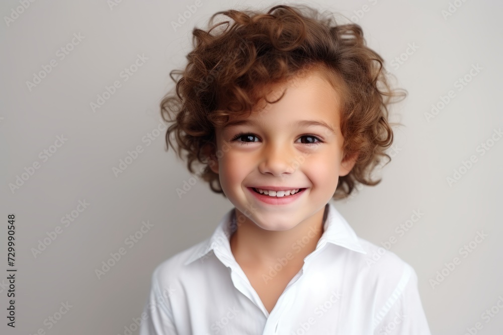 Portrait of a smiling little boy with curly hair, studio shot Portrait of a smiling little boy with curly hair, studio shot