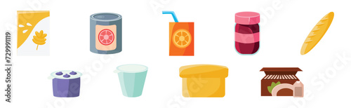 Foodstuff and Products from Supermarket Item Vector Set