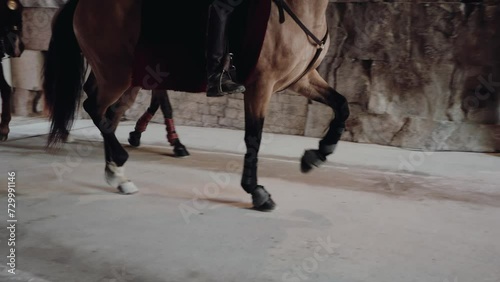 Horse Hooves on Ancient Stones, 4k shot