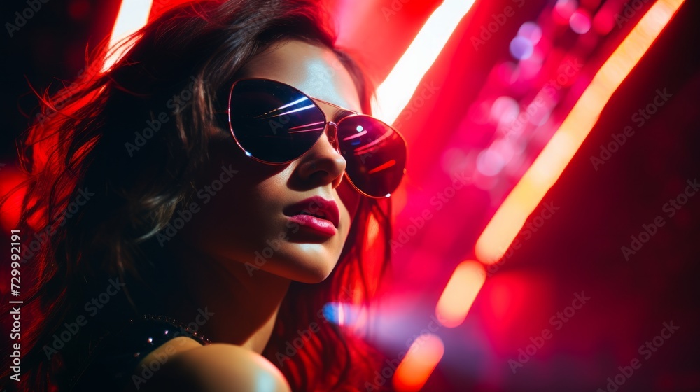 Teen hipster girl in stylish glasses standing on light background. Neural network AI generated art Teen hipster girl in stylish glasses standing on light background. Neural network AI generated art