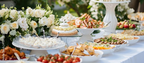White wedding food table.